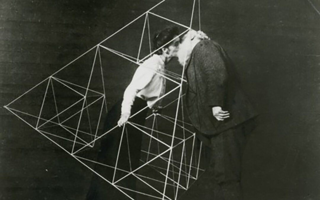 Black and white photo of a geometric paper kite for kite building workshop